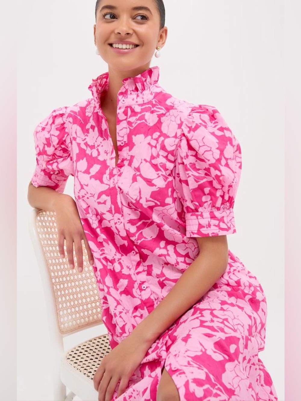 Hyacinth House Pink Textured Floral Hillsborough Midi Dress - Picture 6 of 16